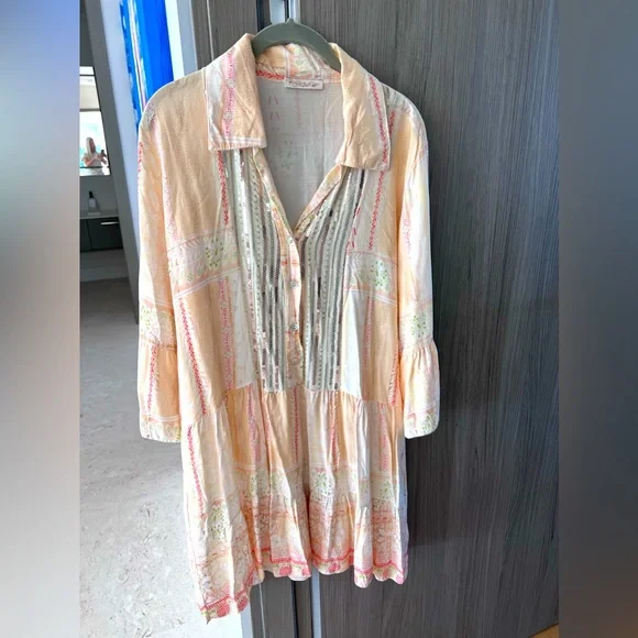 $250 Anthropologie lovers! MADE IN ITALY Boho mini oversized dress S viscose - Picture 4 of 14